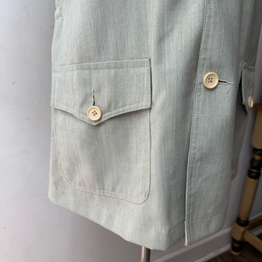 Retro Sage Green 4 Pocket Safari Button-Up Shirt - Picture 10 of 13